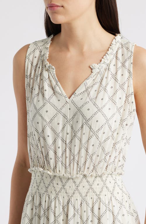 Rails Loulou Diamond Print Sleeveless Linen Blend Maxi Dress In Ivory Zanzibar