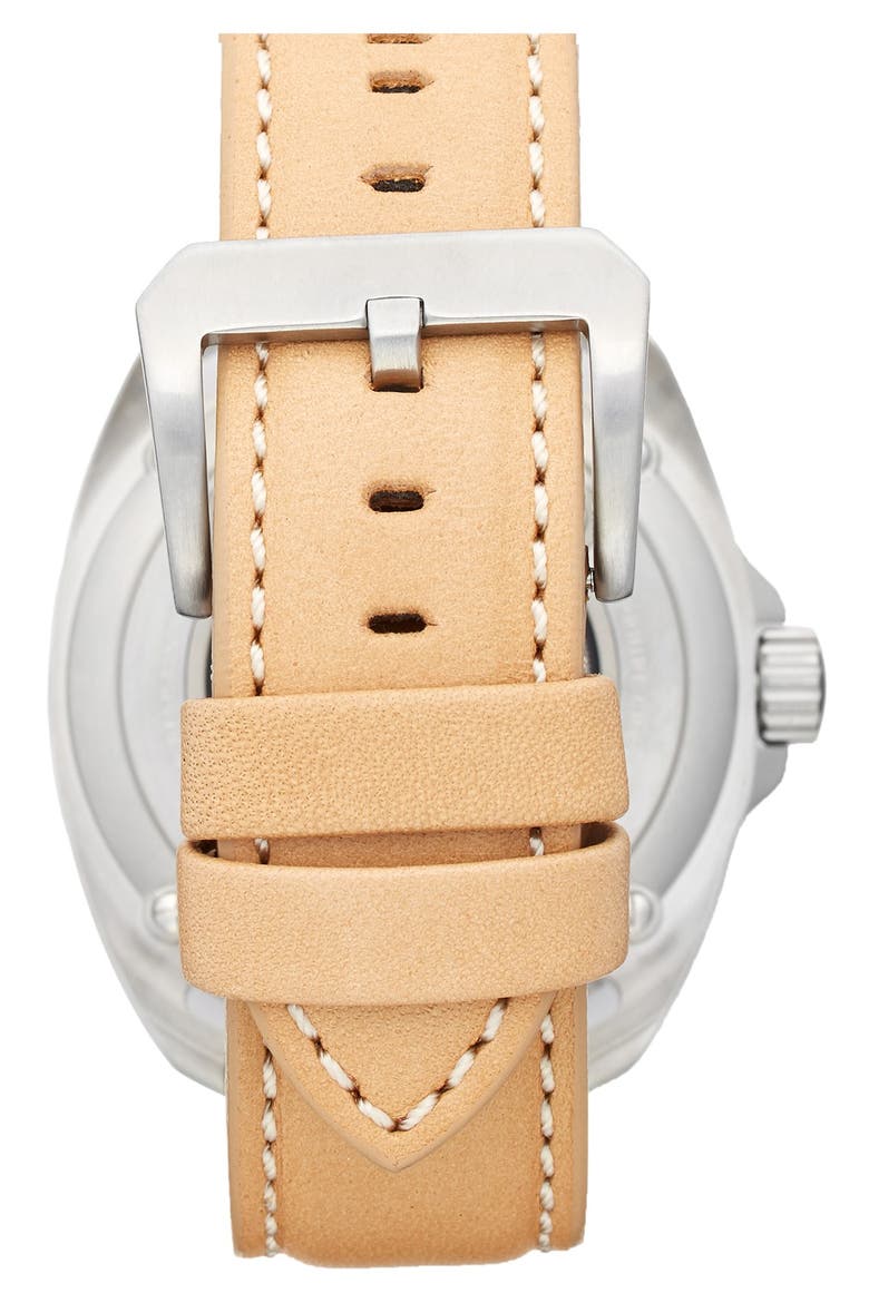 'Rambler' Dual Time Leather Strap Watch, 44mm, Alternate, color, ROYAL BLUE/ NATURAL