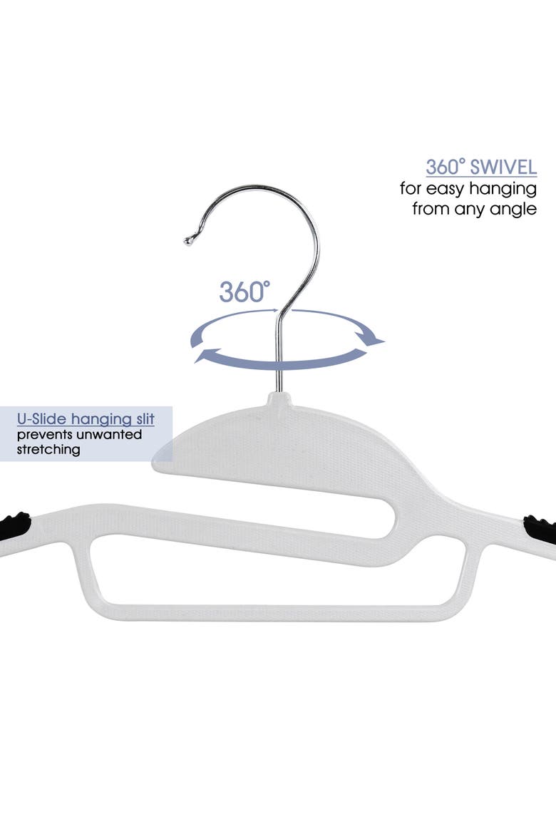 50 Piece Non Slip Hanger with U-slide, Alternate, color, Black