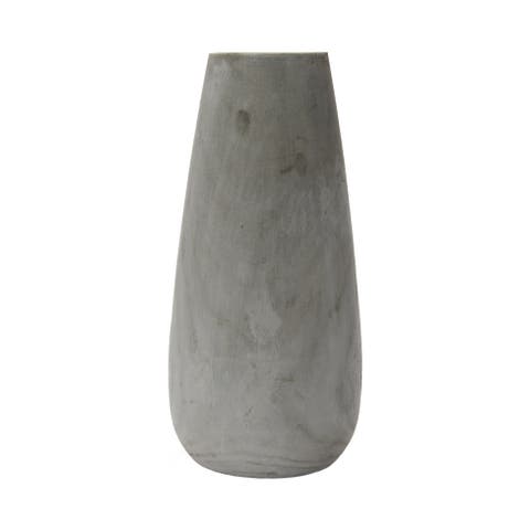 Tall Paulownia Wood Vase with Washed Finish, Grey