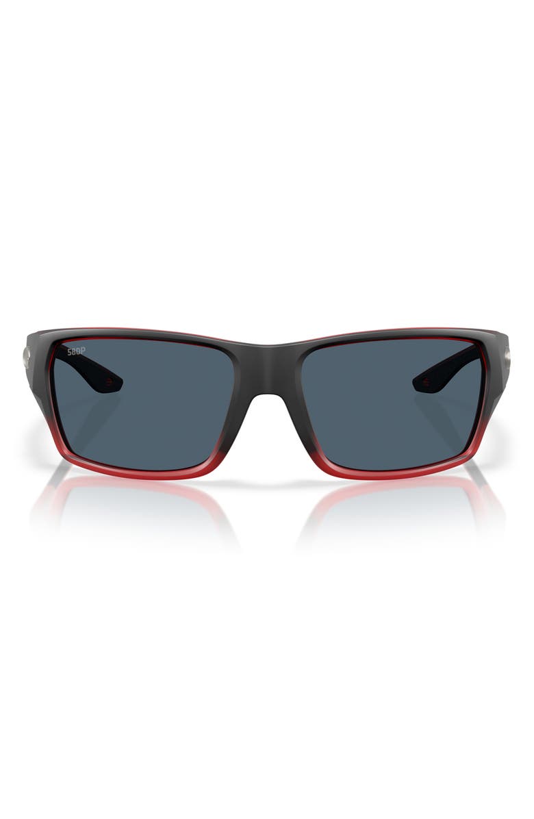 Costa Del Mar Tailfin 57mm Polarized Rectangular Sunglasses, Main, color, Red Sky/ Gray 580P