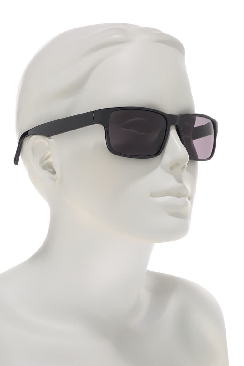 58mm Rectangle Sunglasses, Alternate, color, BLACK