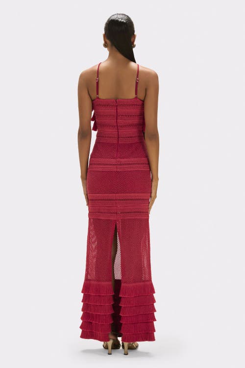 Patbo Radiant Fringe Halterneck Maxi Dress In Red