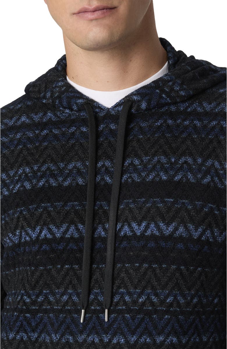 Missoni Hooded Sweater In Wool Blend With Zigzag Pattern, Alternate, color, Black & Blue