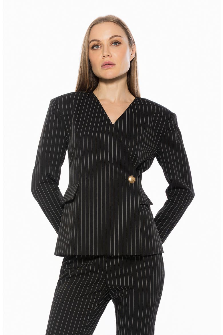 ALIRA WRAP BLAZER, Alternate, color, BLACK PINSTRIPE