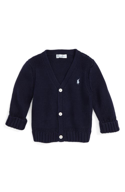Polo Ralph Lauren Baby Boys Combed Cotton V-neck Cardigan In Navy