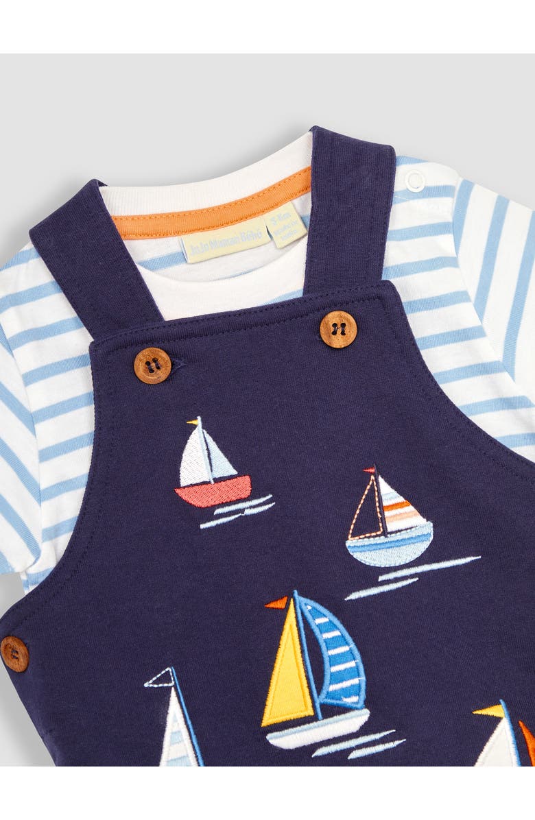 JOJO MAMAN BEBE Sailboat Appliqué T-Shirt & Overalls Set, Alternate, color,