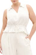 City Chic Stripe Sleeveless Peplum Top