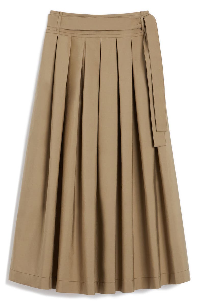 Weekend Max Mara Agiate Pleated Cotton Maxi Skirt, Alternate, color, Desert