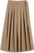 Weekend Max Mara Agiate Pleated Cotton Maxi Skirt