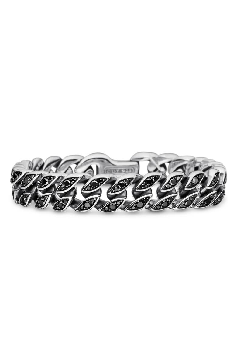 David Yurman Curb Chain Bracelet, 11.5mm, Main, color, Silver/ Black Diamond