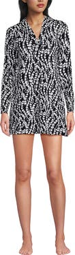 Lands' End Cotton Jersey Long Sleeve Hooded Swim Cover-up Dress