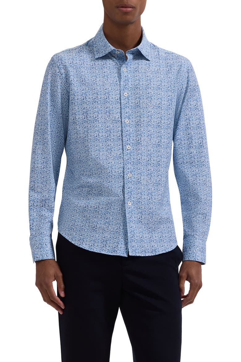 James OoohCotton® Watercolor Floral Twill Button-Up Shirt, Main, color, CLASSIC BLUE