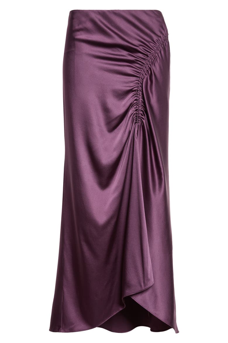 Felecia Ruched Silk Blend Midi Skirt, Alternate, color, DARK EGGPLANT