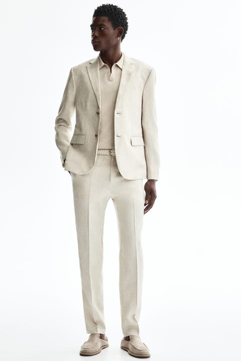 Slim Fit Linen Suit Trousers