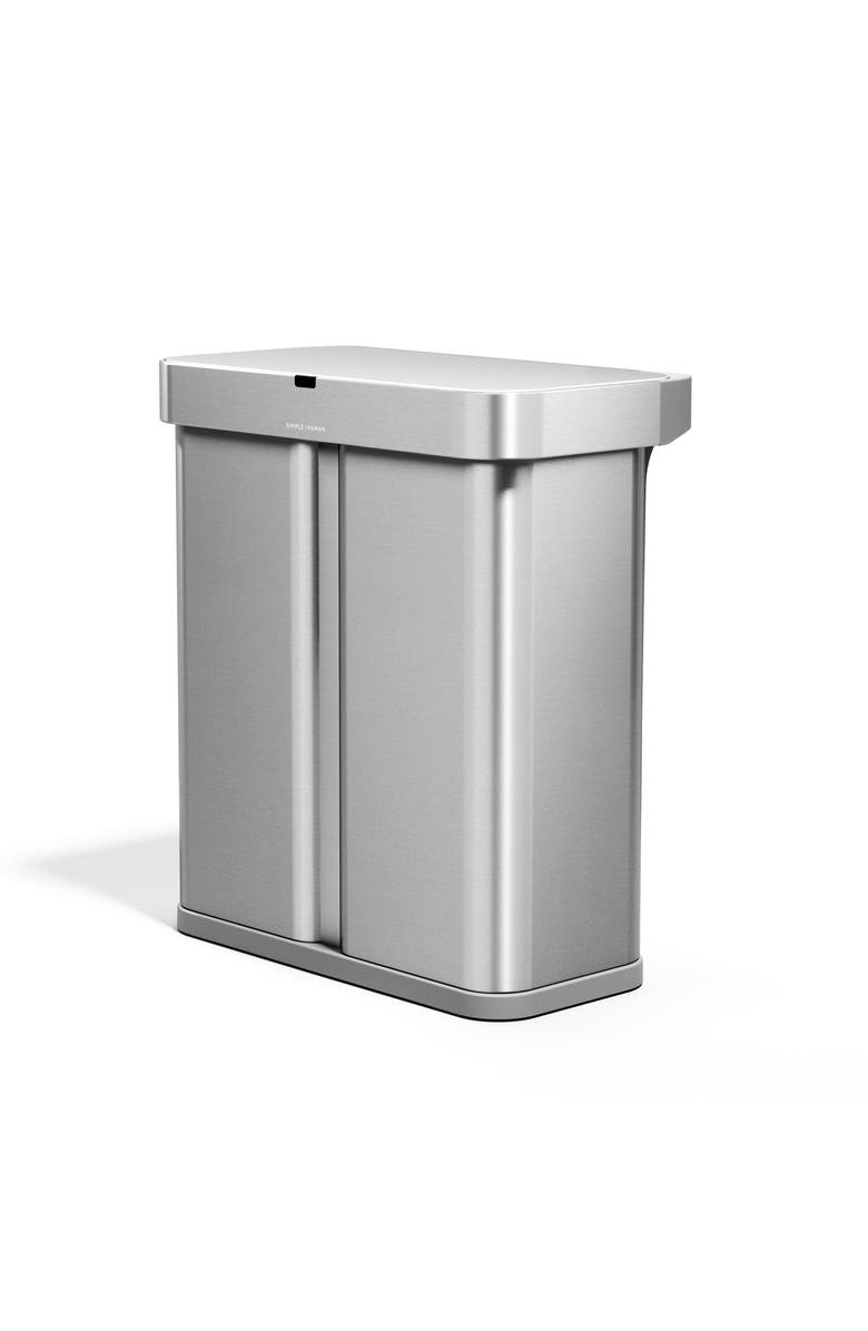 simplehuman 58L sensor recycler with voice and motion control, Main, color, Brushed