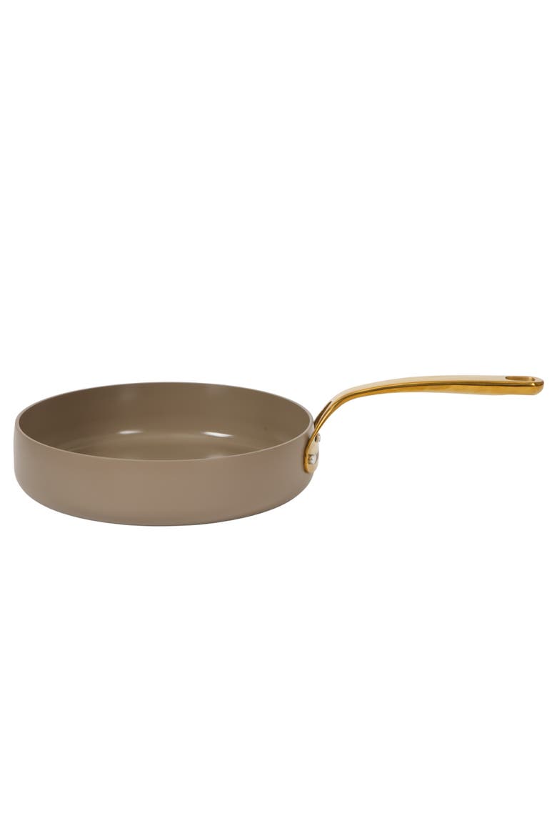 10 Inch Heavy Duty Aluminum Premium PFA Free Ceramic Nonstick Saute/Deep Frying Pan Skillet with Lid, Alternate, color, Cappuccino Cream