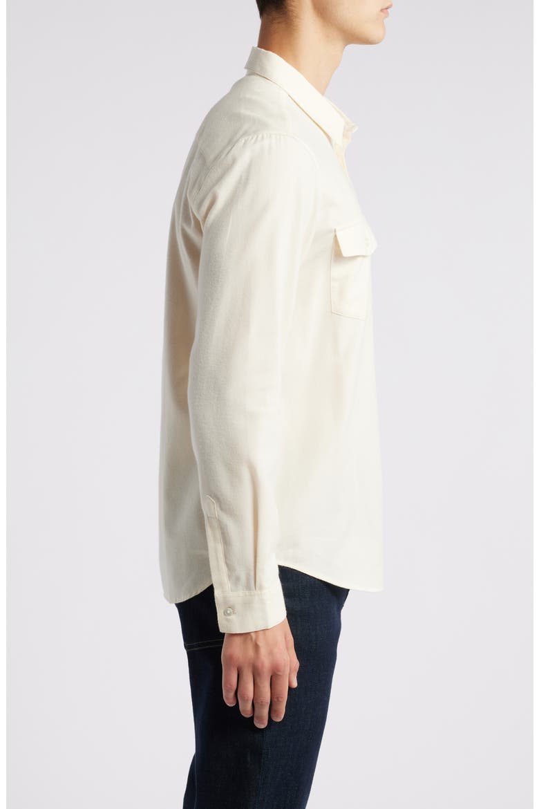 Cotton & Merino Wool Button-Up Shirt, Alternate, color, OFF WHITE