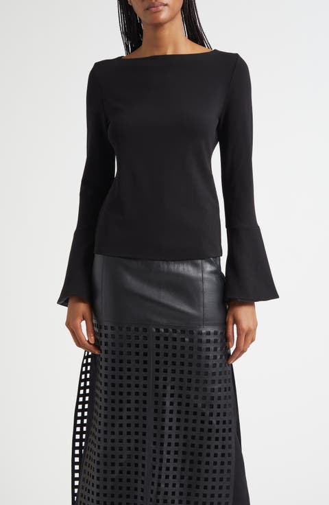 Bell Sleeve Crepe Top