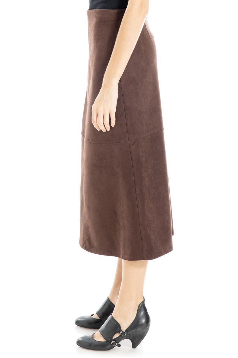 Faux Suede A-Line Midi Skirt, Alternate, color, DKBROWN-DARK BROWN