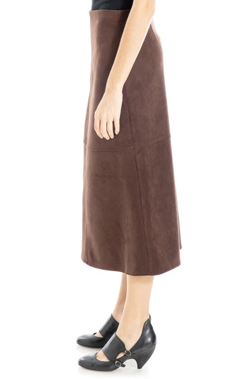 Max Studio Faux Suede A-line Midi Skirt In Brown