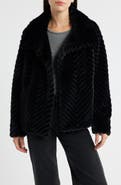 Bernardo Chevron Quilted Faux Fur Jacket