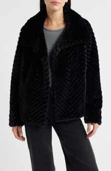 Bernardo Chevron Quilted Faux Fur Jacket
