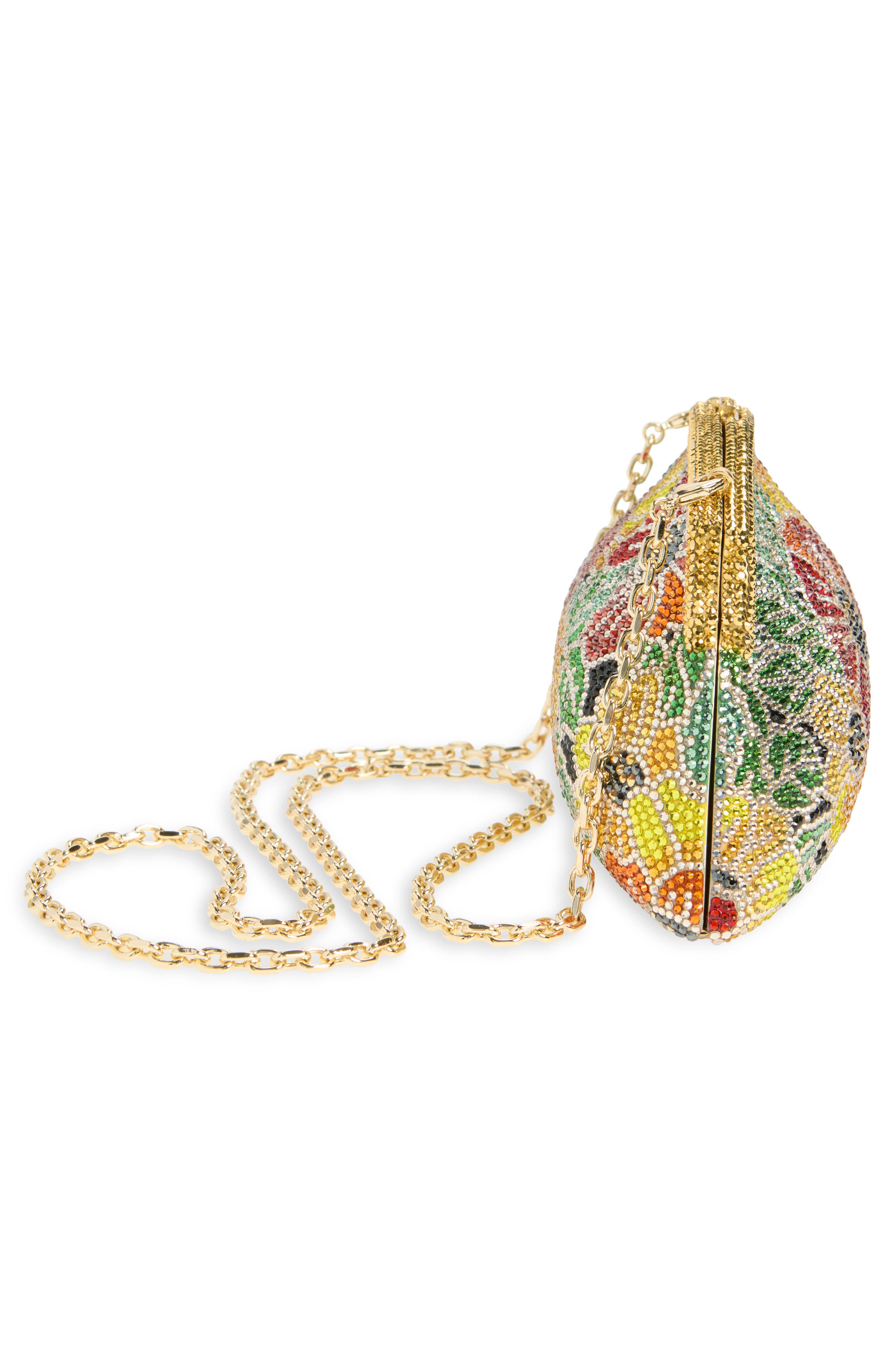 JUDITH LEIBER COUTURE Mini Venetian Meadow Crystal Embellished Clutch, Alternate, color, Champagne Prosecco Multi