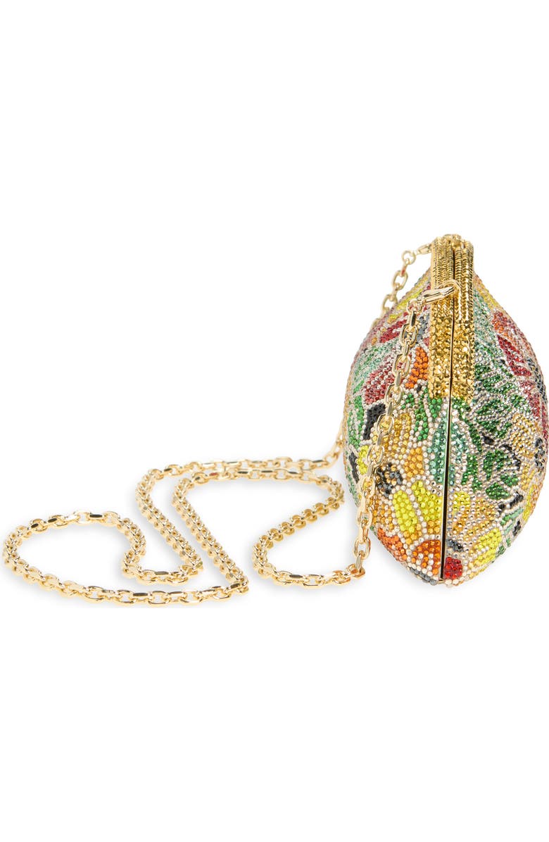 JUDITH LEIBER COUTURE Mini Venetian Meadow Crystal Embellished Clutch, Alternate, color, Champagne Prosecco Multi