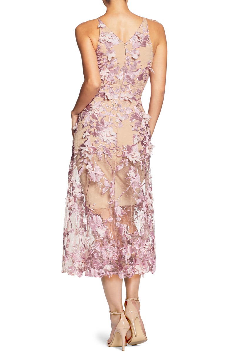 Dress the Population Audrey Embroidered Fit & Flare Dress, Alternate, color, Lilac/Nude