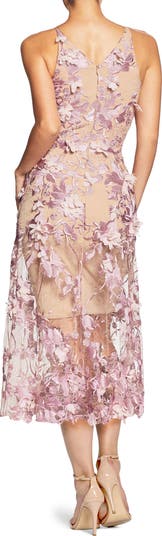 Dress The Population Audrey Embroidered Fit store & Flare Dress Lilac Nude