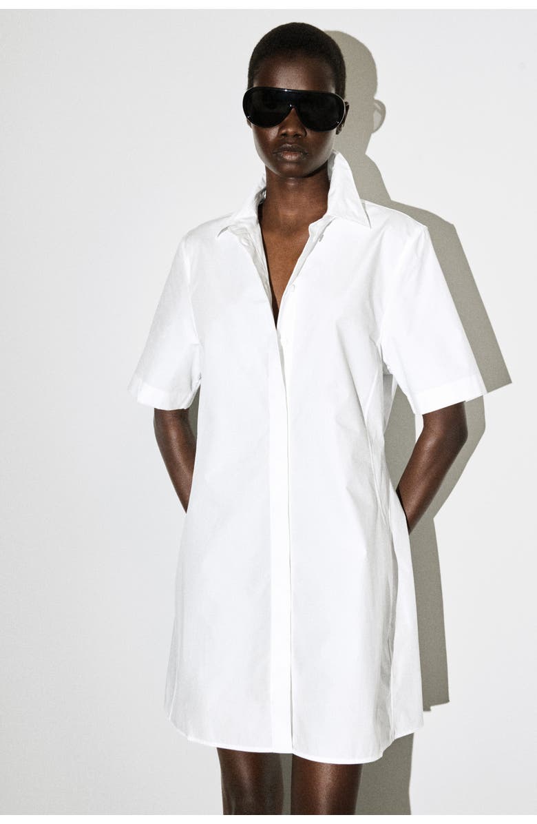 COS Classic Cotton Mini Shirt Dress, Alternate, color, White