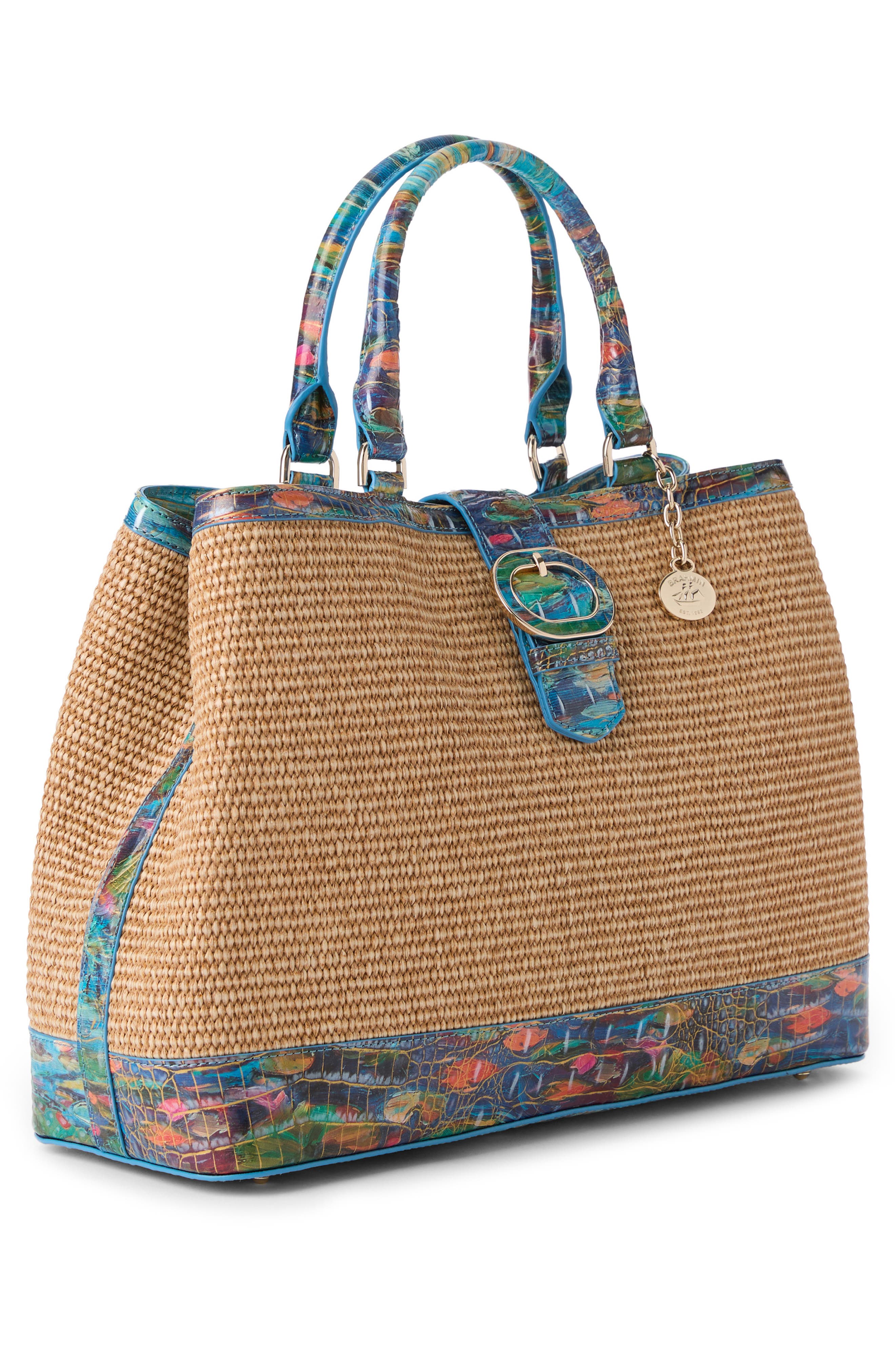 Brahmin Denise Straw Tote, Alternate, color, Waterlily