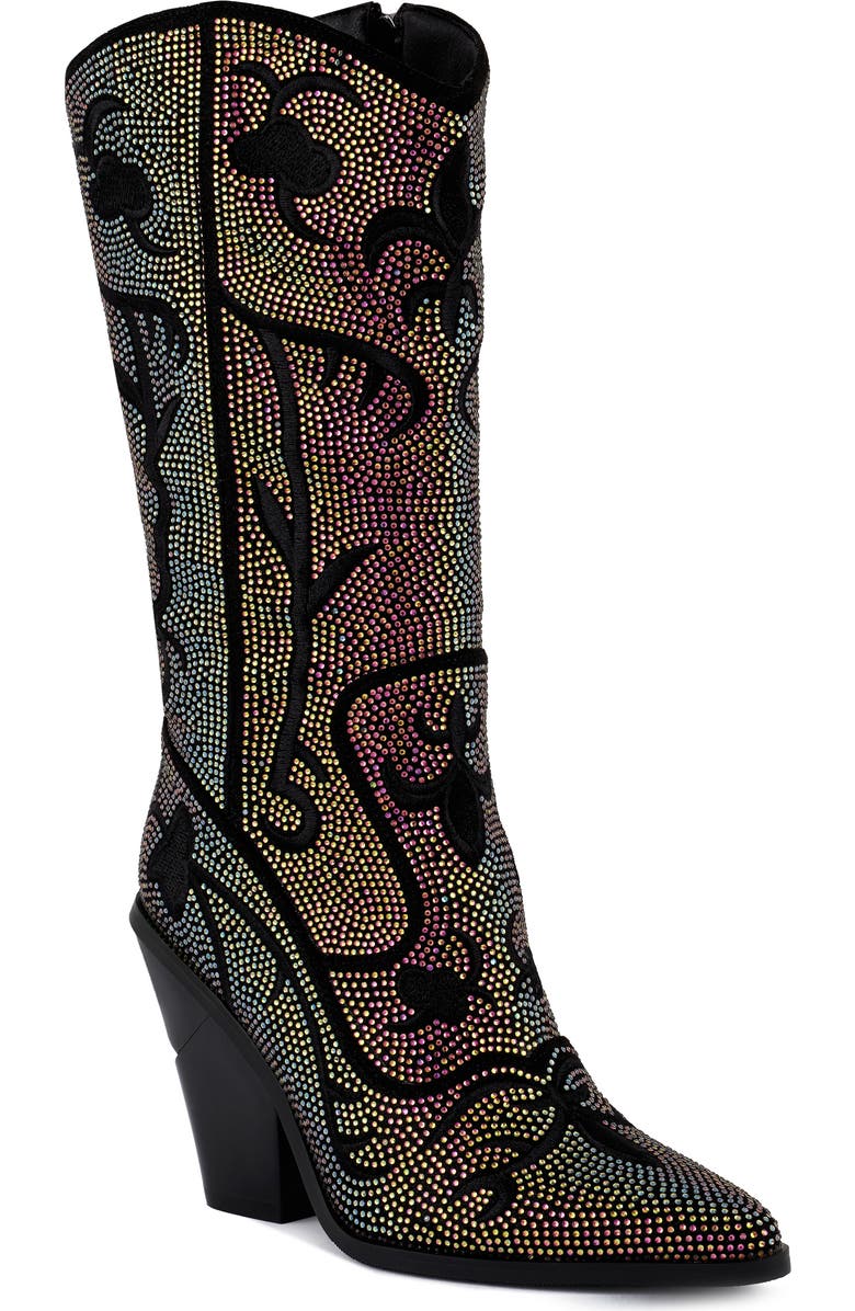 LONDON RAG Glimmer Western Boot, Main, color, Black