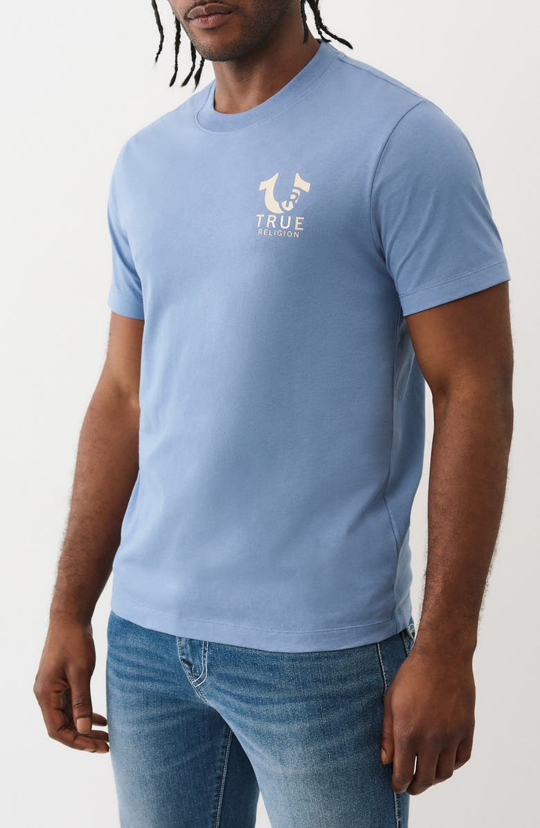 True Religion Mixed Logo Graphic T-Shirt, Alternate, color, Coronet Blue