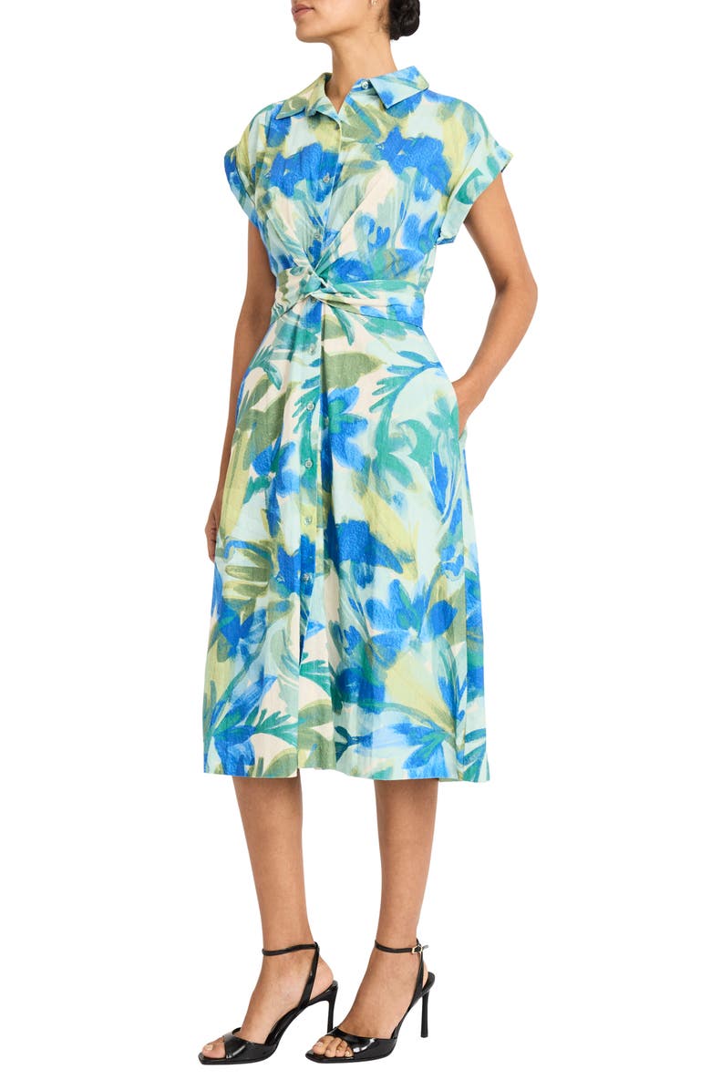 Maggy London Linen Blend Shirtdress, Alternate, color, 