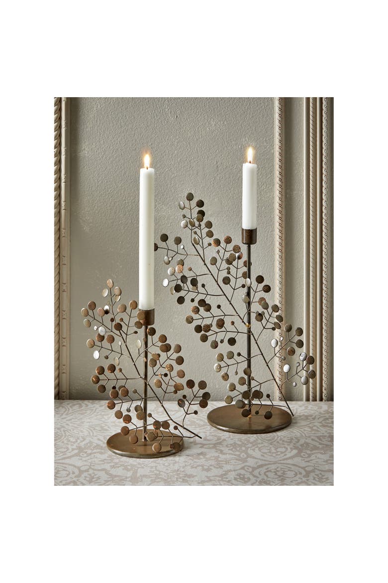 Tarin Small Brown Iron Taper Candle Holder for Everyday Use, Alternate, color, Brown