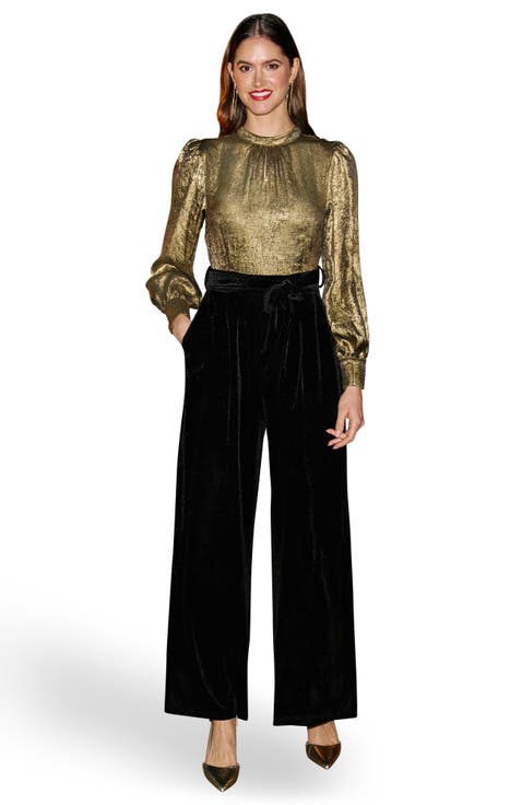 Velvet And Shimmering Wide Leg Jumpsuit