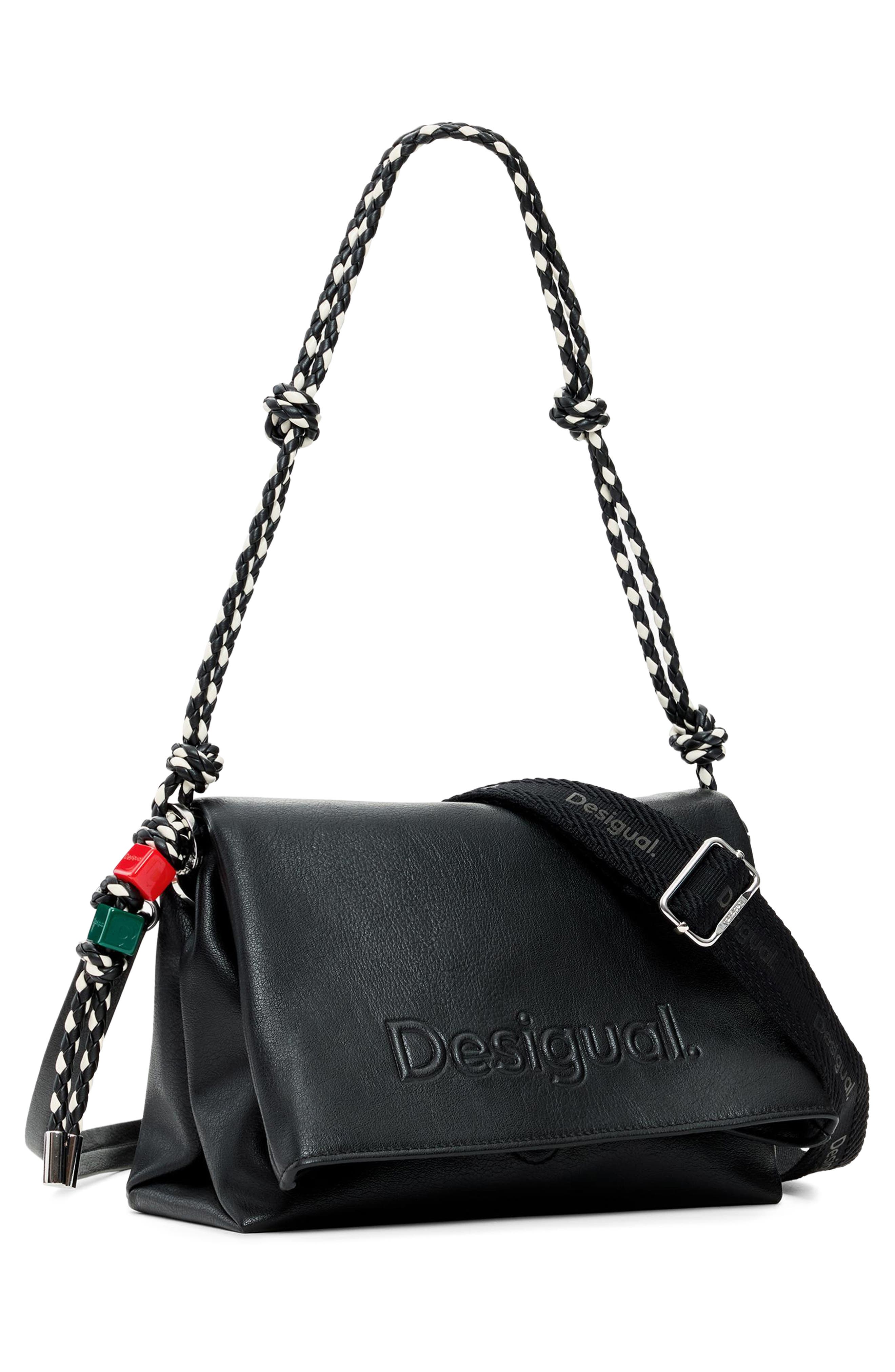 Desigual Logo Charm Crossbody Bag, Alternate, color, Black