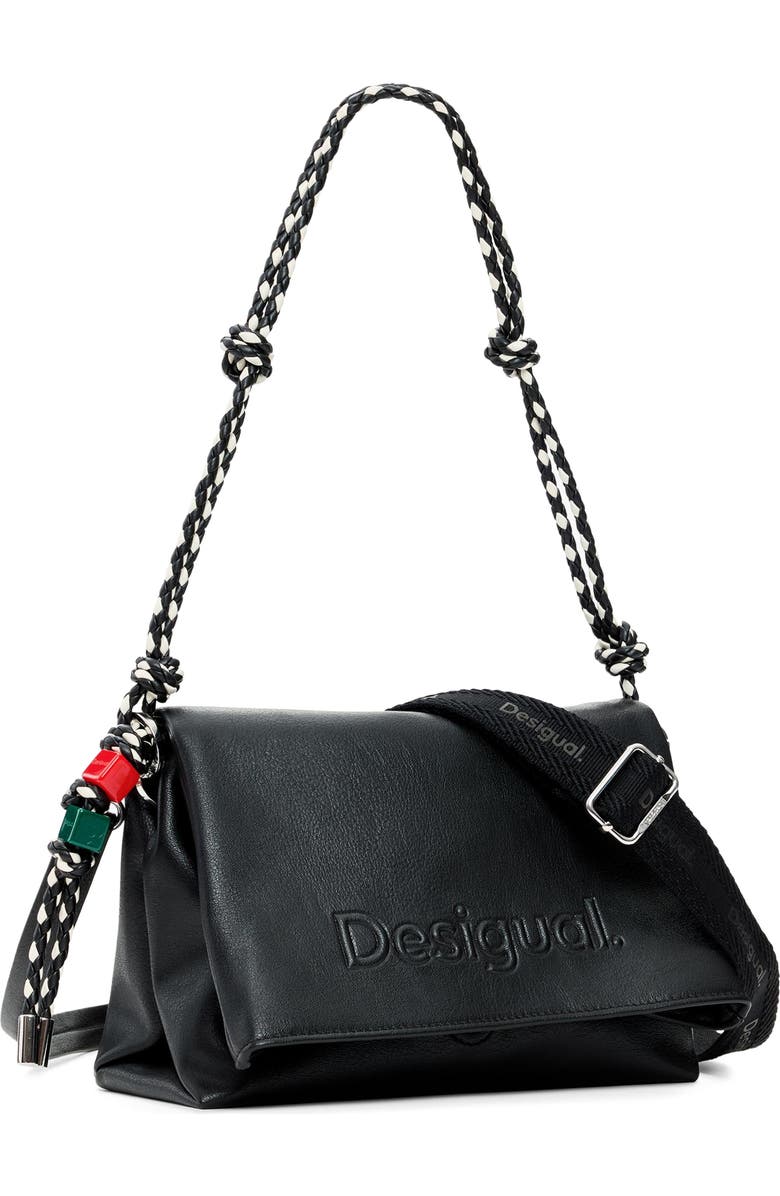 Desigual Logo Charm Crossbody Bag, Alternate, color, Black