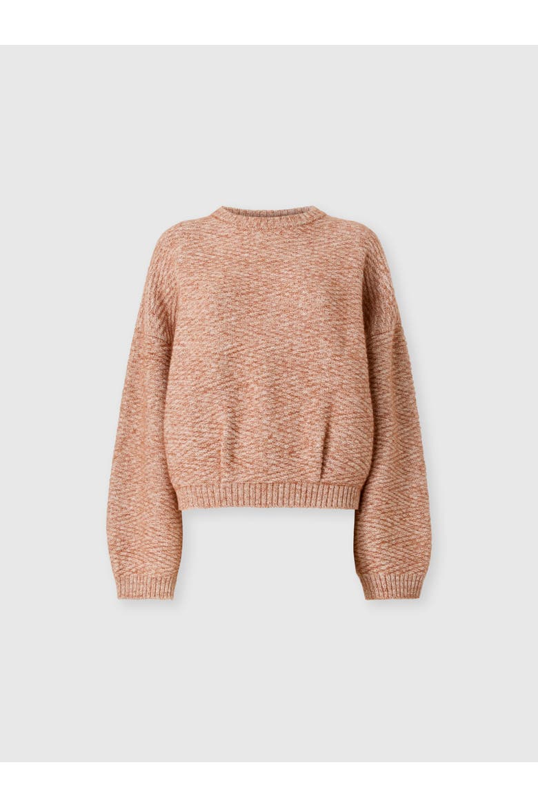 Crewneck Sweater With Zig Zag Texture, Main, color, Beige