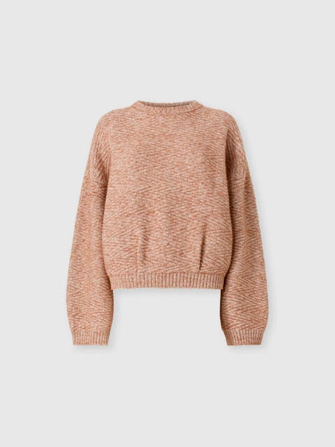 Crewneck Sweater With Zig Zag Texture