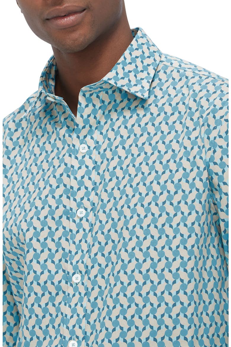 Julian Shaped Fit Print Button-Up Shirt, Alternate, color, DUSTY BLUE