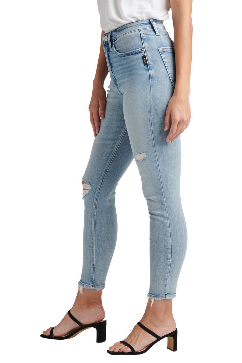 High Note Ripped High Waist Skinny Jeans, Alternate, color, INDIGO