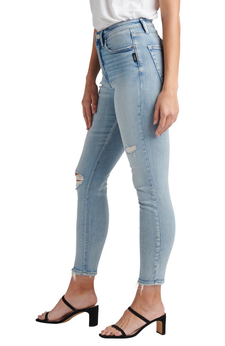 Silver Jeans Co. High Note Ripped High Waist Skinny Jeans, Alternate, color, 