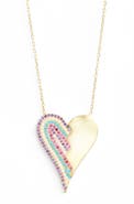 SHYMI Half Pavé Heart Pendant Necklace