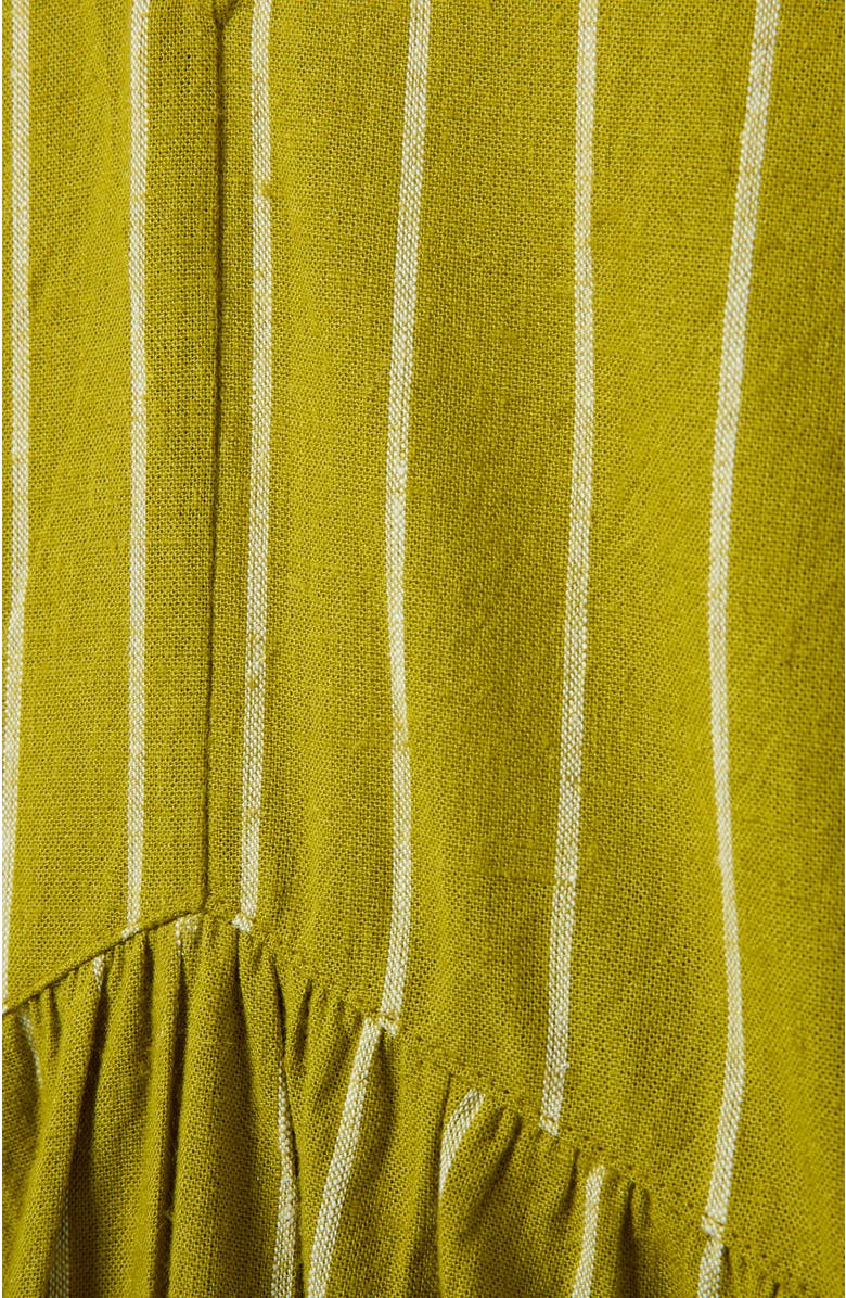 Celtic & Co. V-Neck Gathered-Waist Striped Midi Dress, Alternate, color, Willow Stripe