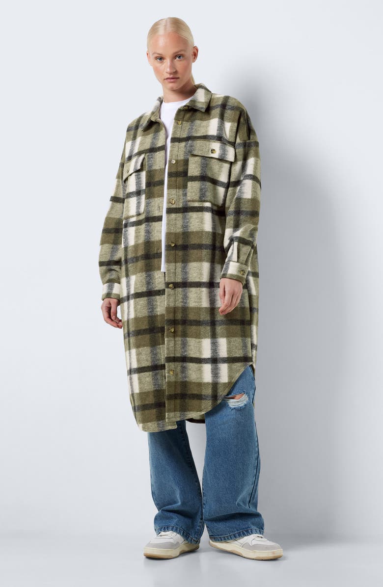 Noisy may Jonas Longline Plaid Shirt Jacket, Alternate, color, 