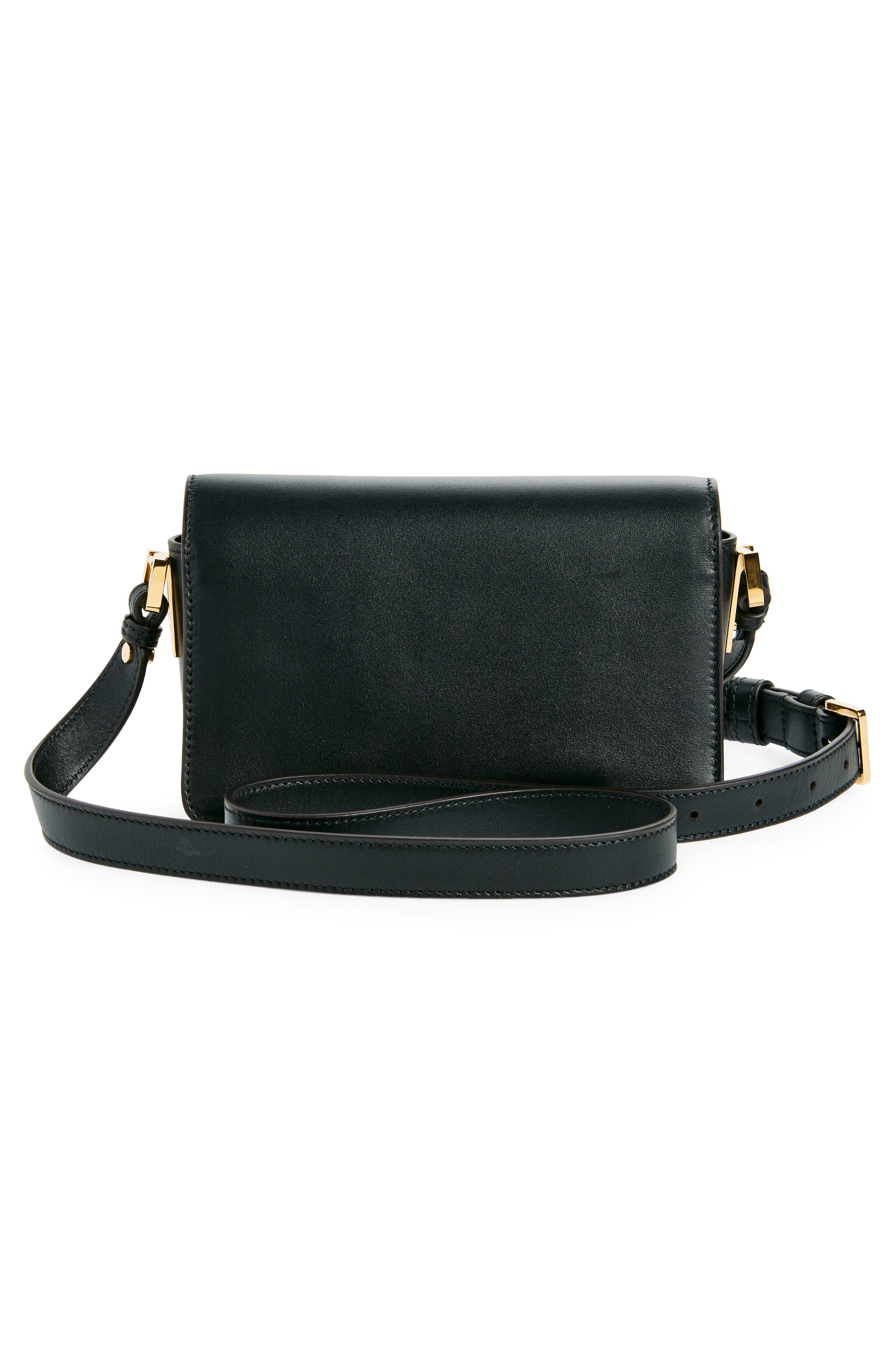 Marni Mini Trunkaroo Leather Shoulder Bag, Alternate, color, Black