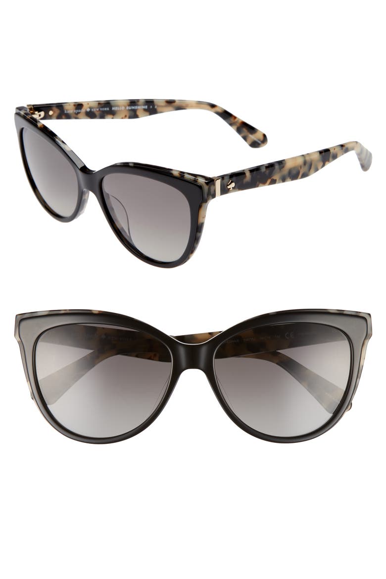 daeshas 56mm polarized cat eye sunglasses, Main, color, BLACK HAVANA POLAR